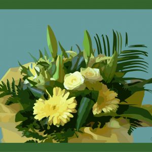 Bouquet sur fond bleu