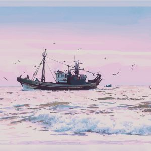 Retour de pêche au crépuscule