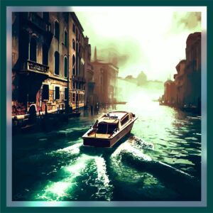 Vedette sur un canal à Venise vu par l'IA